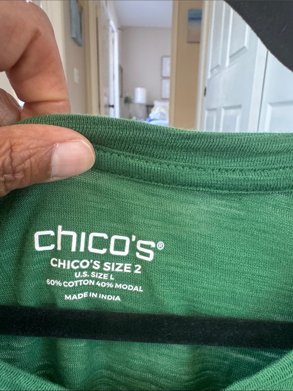 Chico's Emerald Green Puff-Sleeve Tee - Picture 2 of 6